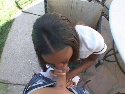 Teen black bitch gets her cunt eaten and fucked by a white dude on the couch - sunporno.com