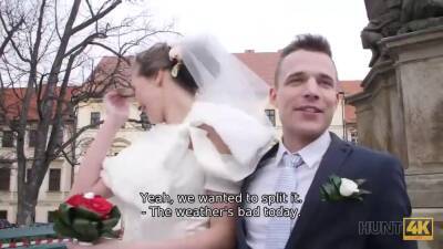 HUNT4K. Cute teen bride gets fucked for cash in front of her groom - sunporno.com