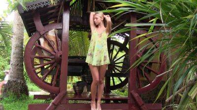 Blonde Teen In A Short Sun Dress In The Bower - hclips.com