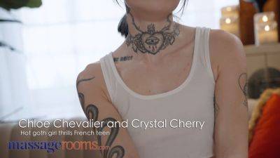 Crystal Cherry & Petite French teen Chloe Chevalier get wild with vibrator during a romantic massage - sexu.com - France